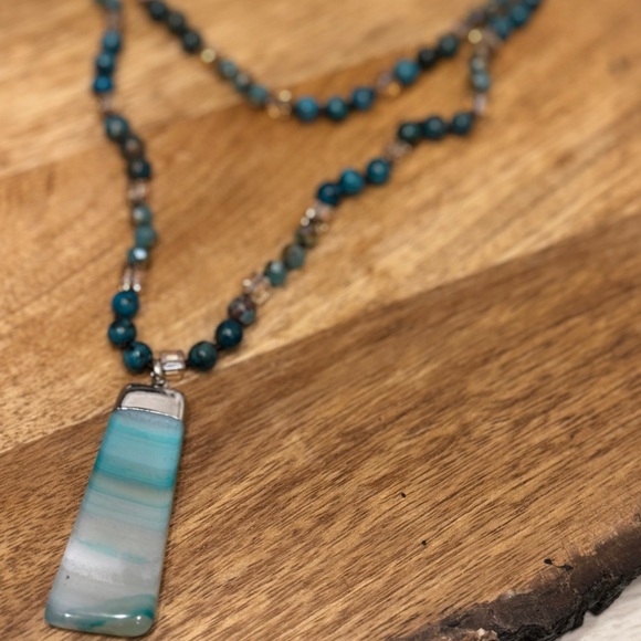 LONG FASHION STONE NECKLACE - Picture 5 of 8